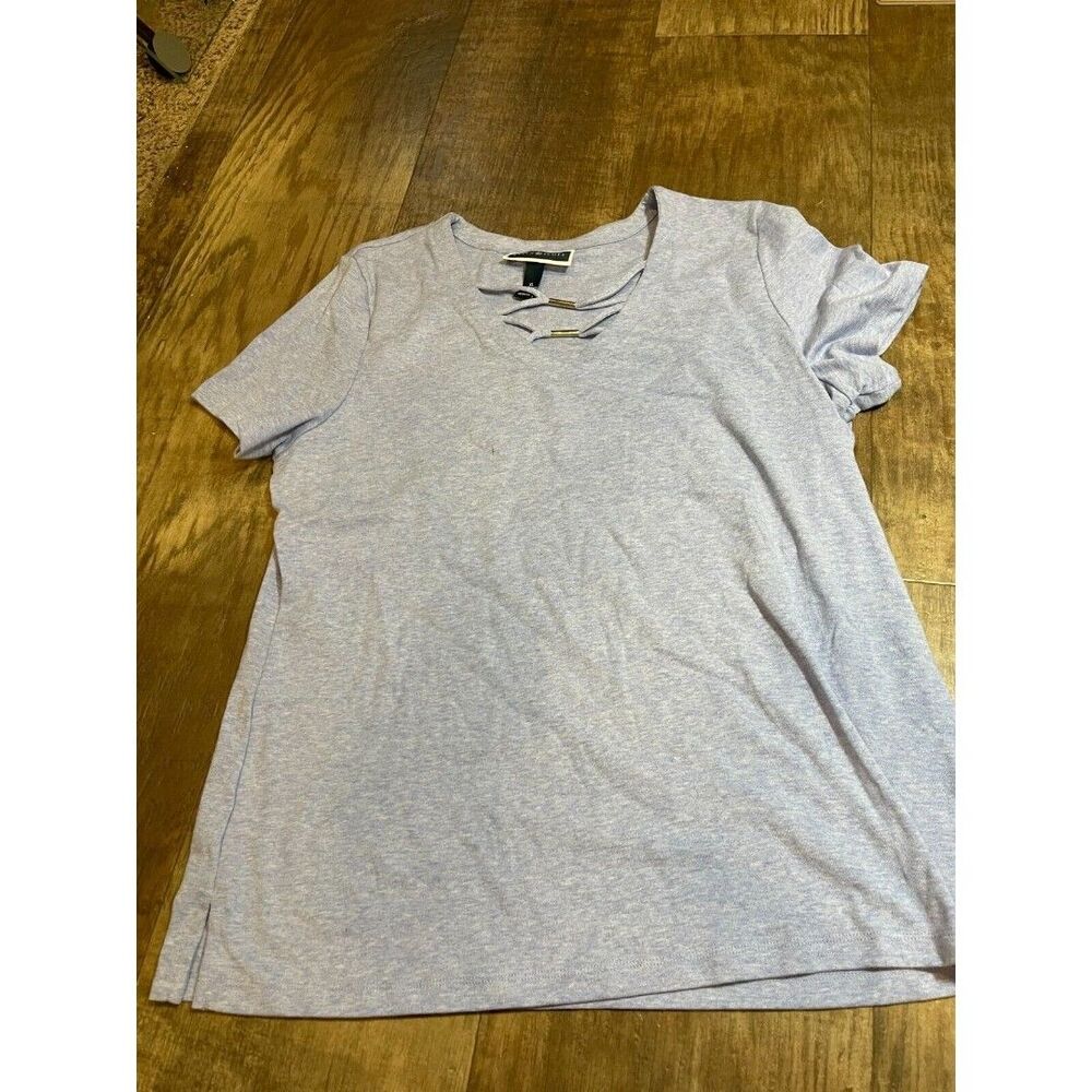 KAREN SCOTT Top Womens XL Baby Blue Short Sleeve Blouse Pull Over Shirt